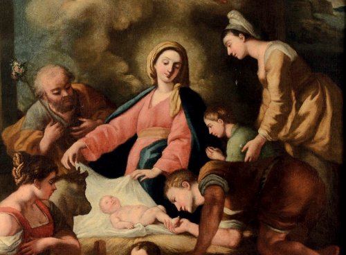 17th century - Francesco Solimena, workshop - The Adoration Of The Shepherds, 17th Century